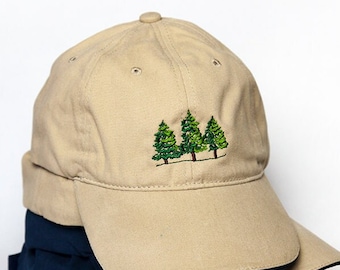 Embroidered Pine Tree Baseball Hat - Summer Camping Cotton Cap