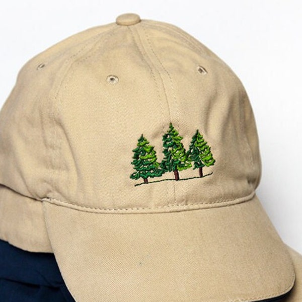 Pine Trees embroidered on Kahiki Baseball Hat - Perfect Summer Outdoor Camping Gear