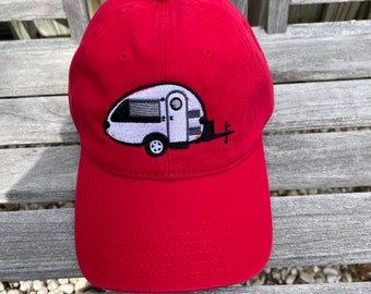 Men's Camper Hat camper teardrop trailer embroidered Red Baseball Cap