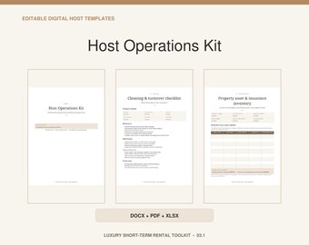Airbnb Host Operations Kit | Cleaning Checklist Inventory and Maintenance Tracker