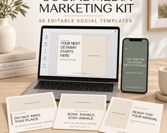 Vacation Rental Social Media Kit | 30 Editable Posts and Caption Templates