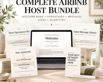 Complete Airbnb Host Bundle | Welcome Book Operations Messages Signs and Marketing