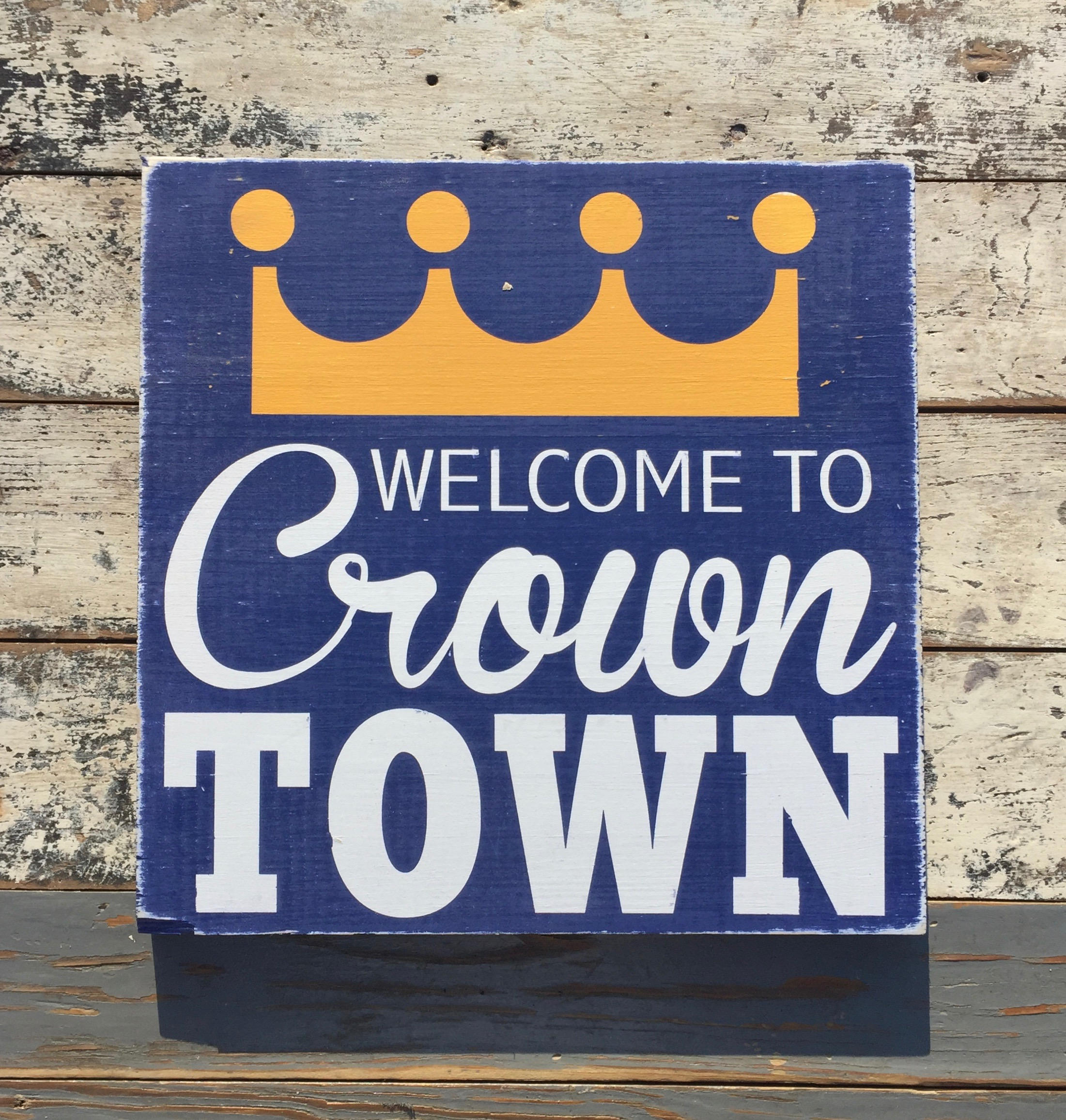 Welcome To Crown Town Hand Painted Wood Sign Kansas City Etsy