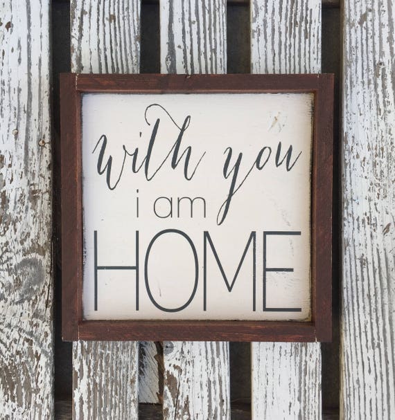Ich Bin Bei Dir Zuhause Handbemalt Holzschild Gerahmt Etsy