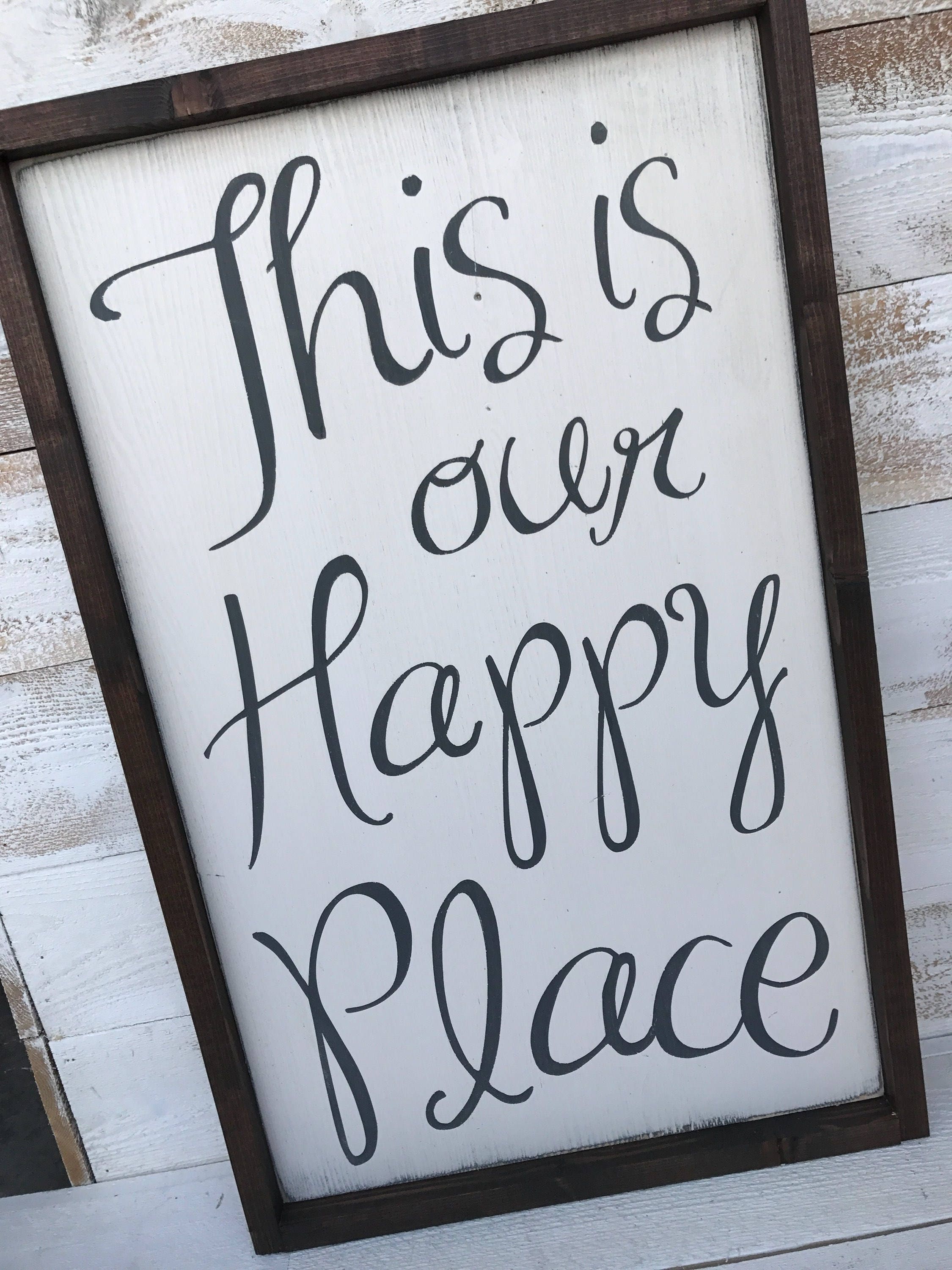 This is our happy place hand painted wood sign large framed Etsy