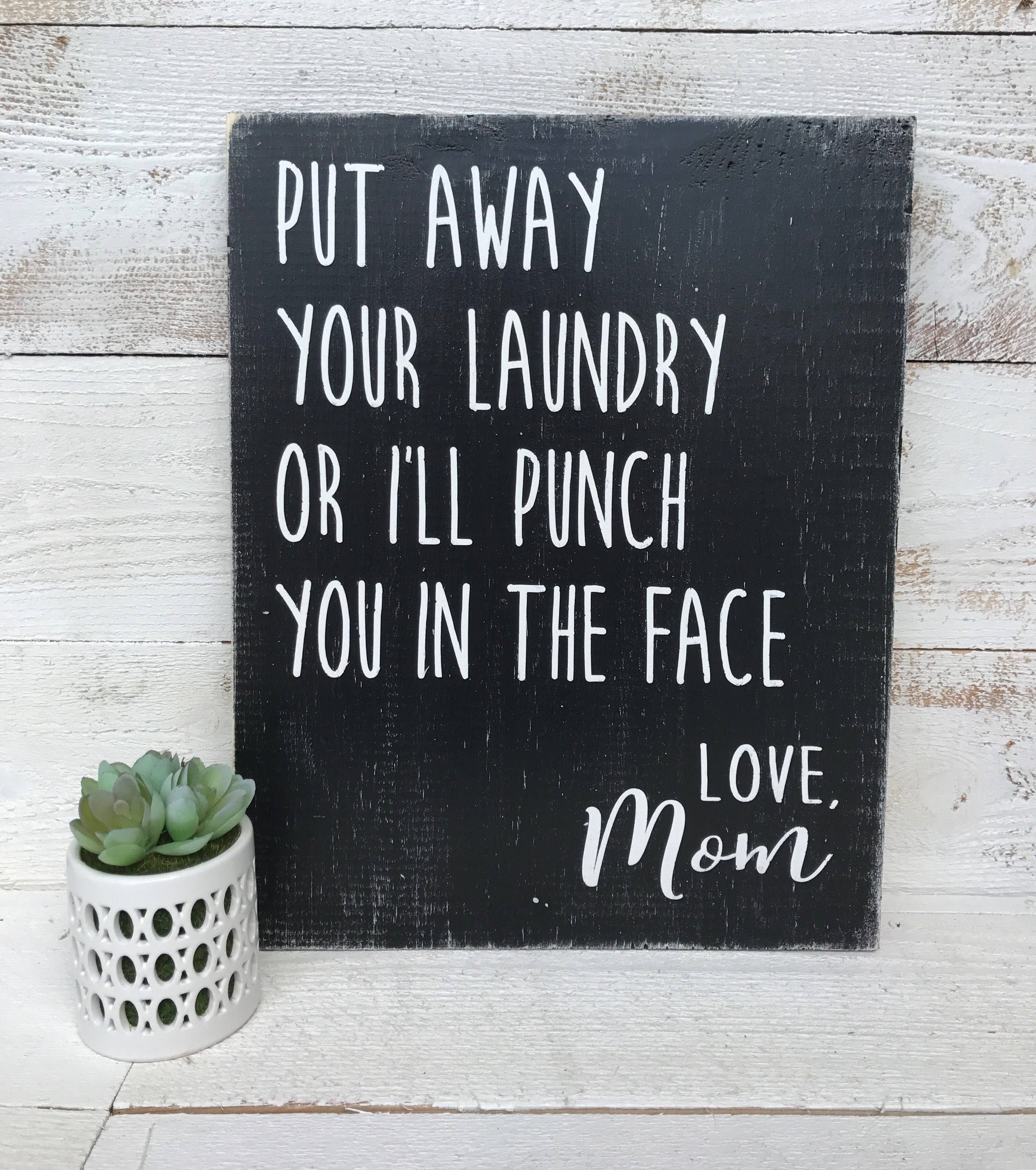 Lavandería pintado a mano cartel de madera decoración de la | Etsy