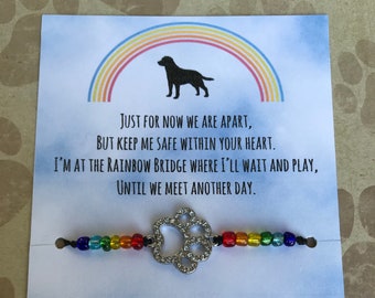 Rainbow Bridge Wish bracelet, pet loss, pet sympathy gift, pet memorial gift dog