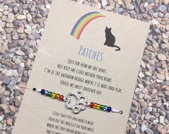 Custom Rainbow Bridge Wish bracelet, pet loss, pet sympathy gift, pet memorial gift, cat memorial gift