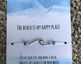 Wave wish bracelet, the beach is my happy place