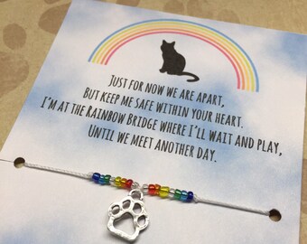 Rainbow Bridge Wish bracelet, pet loss, pet sympathy gift, pet memorial gift, cat rainbow bridge, cat loss, cat sympathy gift