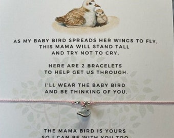 Mother daughter college bracelet set, first day of school bracelet, mommy and me, mother daughter bracelet set, graduation gift