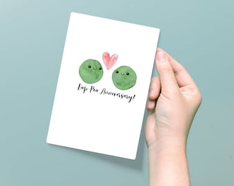 Happy peas, anniversary card, cute peas card, cute anniversary card, cute valentine card, kawaii peas, 2 peas in a pod, happea anniversary