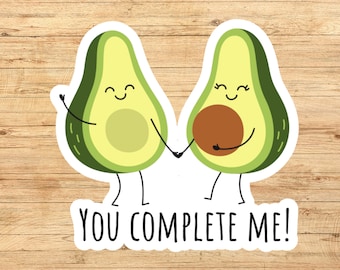 You complete me avocados sticker, Avocado sticker; Kawaii avocado sticker