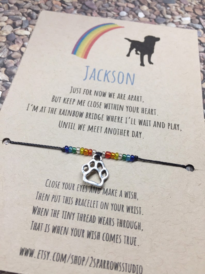 Custom Rainbow Bridge Wish bracelet, pet loss, pet sympathy gift, pet memorial gift dog image 4
