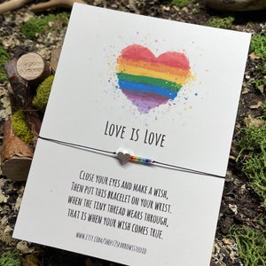 Pride bracelet, gay pride, LGBT bracelet, gay pride jewelry, rainbow bracelet, love is love wish bracelet