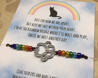 Rainbow Bridge Wish bracelet, pet loss, pet sympathy gift, pet memorial gift, cat rainbow bridge, cat loss, cat sympathy gift