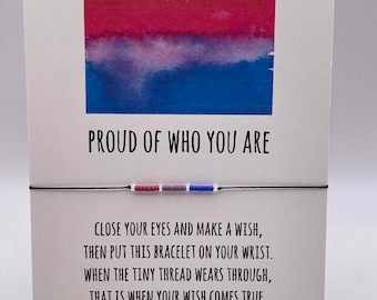 Bisexual bracelet, bisexual pride, LGBTQ bracelet, bisexual jewelry, rainbow bracelet, proud of you, love is love