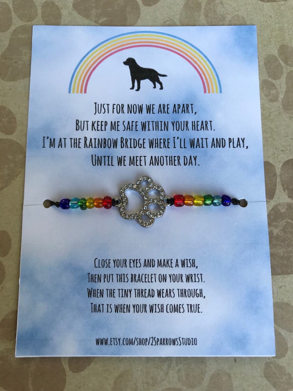 ZKXXJ Rainbow Bridge Pet Memorial Gift For Men Women,Pet Paw Rainbow Bridge Bracelet Dog Paw Bead Bracelet Pet Sympathy Jewelry Gift Who Loss Of Pets