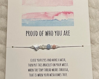 Trans Pride bracelet, transgender, gay pride, LGBT bracelet, gay pride jewelry, rainbow bracelet, proud of you