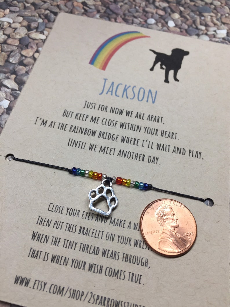 Custom Rainbow Bridge Wish bracelet, pet loss, pet sympathy gift, pet memorial gift dog image 3