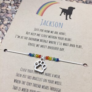 Custom Rainbow Bridge Wish bracelet, pet loss, pet sympathy gift, pet memorial gift dog image 2