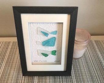 Whale sea glass art framed