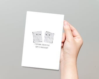 1st Anniversary card, paper anniversary card, funny 1st anniversary card, cute 1st anniversary card