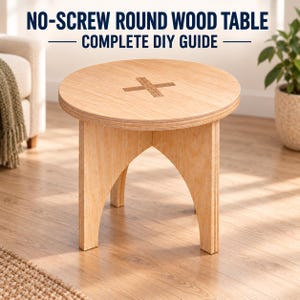 Projeto DIY de mesa redonda de madeira sem parafusos (PDF)