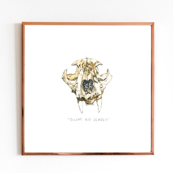 Skull Art Print | Original Watercolor Print | Unframed | Silent but deadly