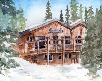 Colorado Backcountry Hut Art | Original Watercolor Print | Unframed | Betty Bear Hut | Optional 1/4 Inch White Border