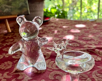 Vintage Daum France Crystal Glass Teddy Bear Paperweight/figurine