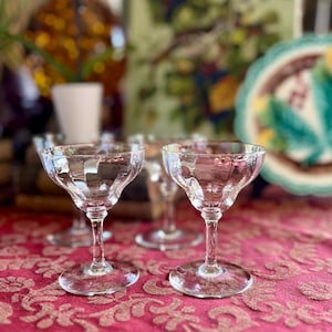 Set of 4 Antique Crystal Stemware, Small Champagne Coupe, Cordials, Sherbet Glasses, Stuart England, Luxury Barware Dessert, Tea Party