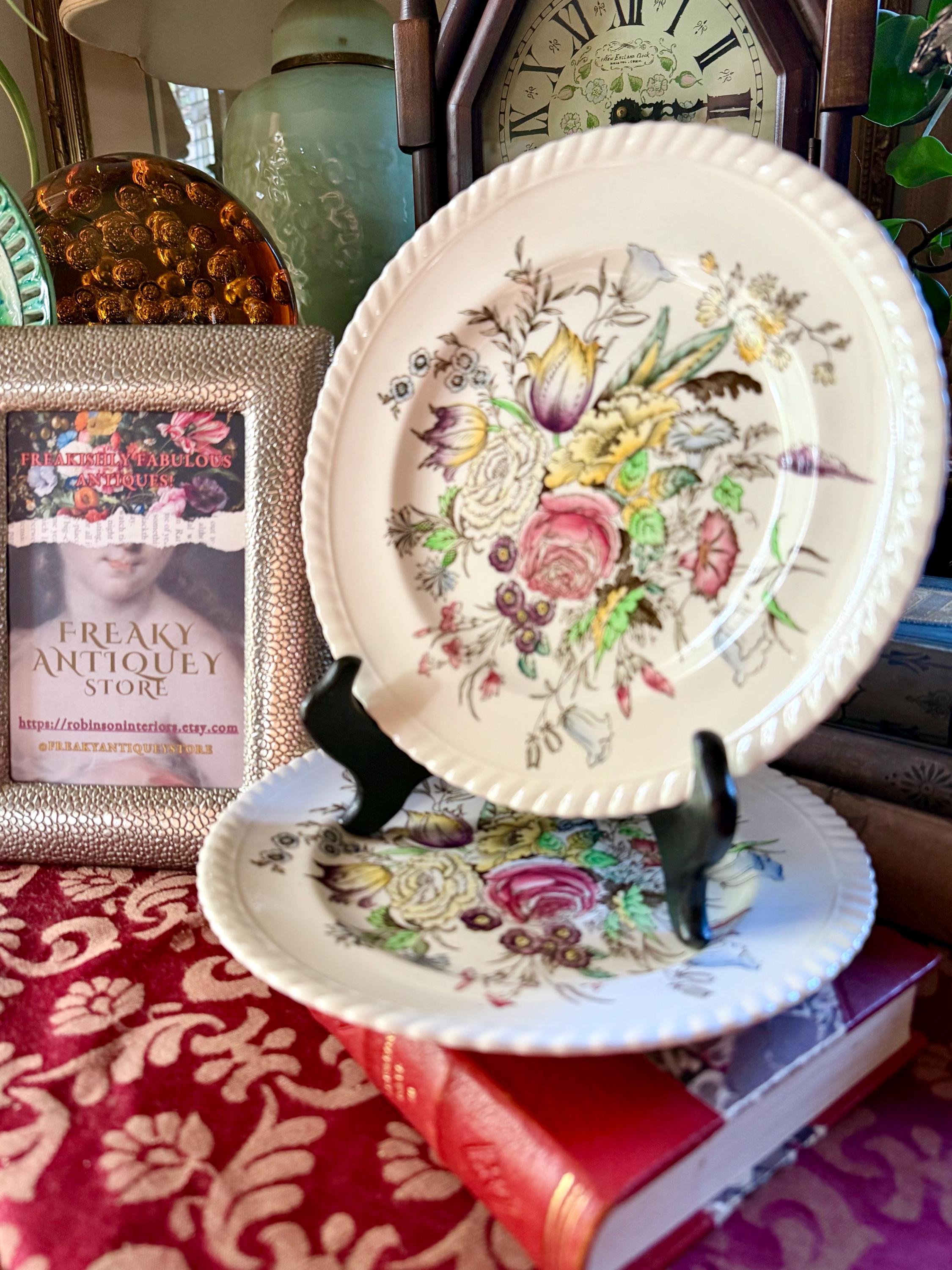 Antique Blue Transferware Salad Plates - Etsy