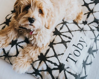 Boho Farmhouse Dog Bed - Dog Bed Cover - Pet Mat - Pet Pillow - Washable Dog Bed - Custom Dog Pillow - Small to Large Breed