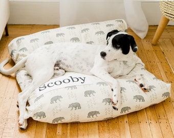 Dog Bed Cover - Bears - Cream and Gray - Dog Beds - Personalized Dog Bed - Custom Bed - Pet Beds - Arrow Dog Bed Cover - XS to XL - Washable