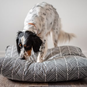 Herringbone Dog Bed Dog Bed Cover Farmhouse Dog Bed Black and White Durable Dog Bed Washable Large Pet Bed Custom Dog Bed image 9