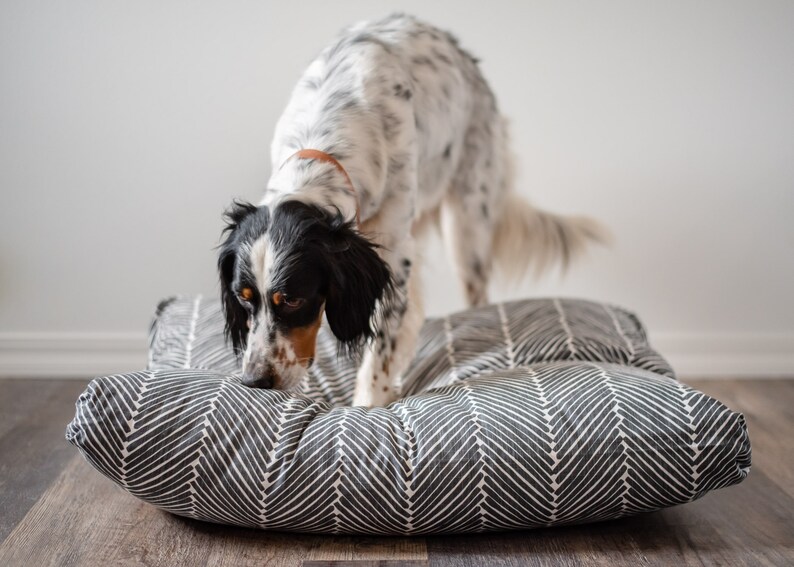 Herringbone Dog Bed Dog Bed Cover Farmhouse Dog Bed Black and White Durable Dog Bed Washable Large Pet Bed Custom Dog Bed image 9