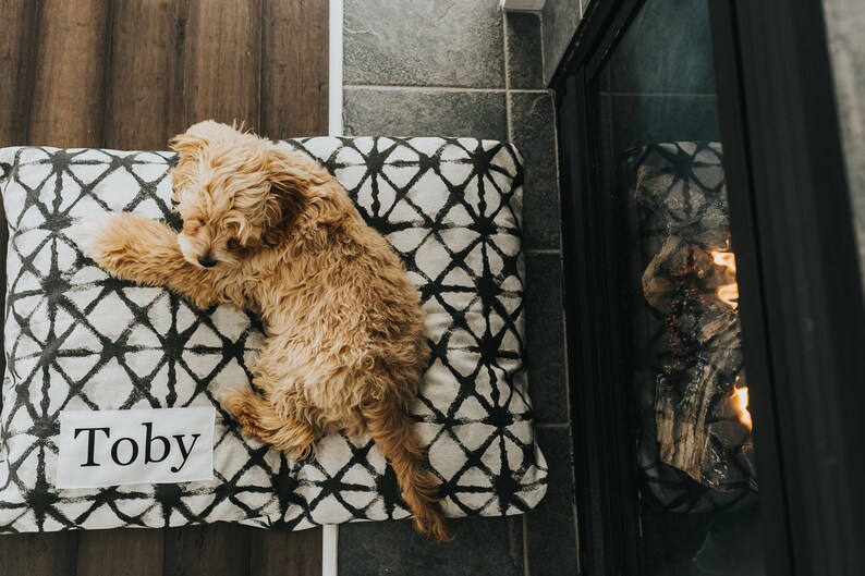 Cama para perros estilo bohemio estilo granja - Funda para cama - Tapete para mascotas - Almohada para mascotas - Cama lavable para perros - Almohada personalizada para perros - Razas pequeñas y grandes imagen 8