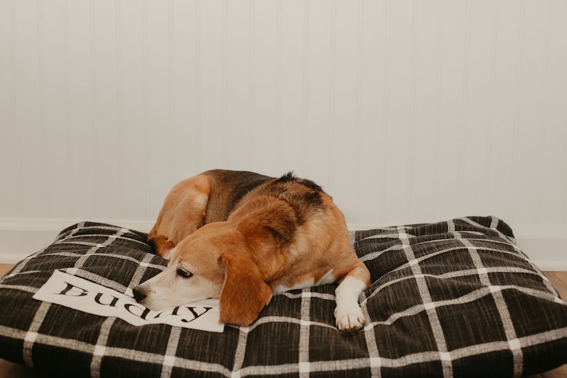 Black Plaid Dog Bed Cover Cute Dog Beds Personalized Dog Etsy