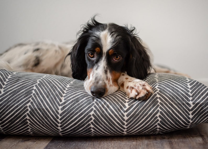 Herringbone Dog Bed Dog Bed Cover Farmhouse Dog Bed Black and White Durable Dog Bed Washable Large Pet Bed Custom Dog Bed image 6