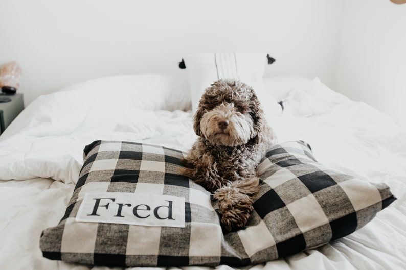 Plaid Dog Bed Cover Dog Beds Personalized Dog Bed Custom Dog Bed Pet Beds Farmhouse Dog Bed Cover ALL SIZES Washable image 6