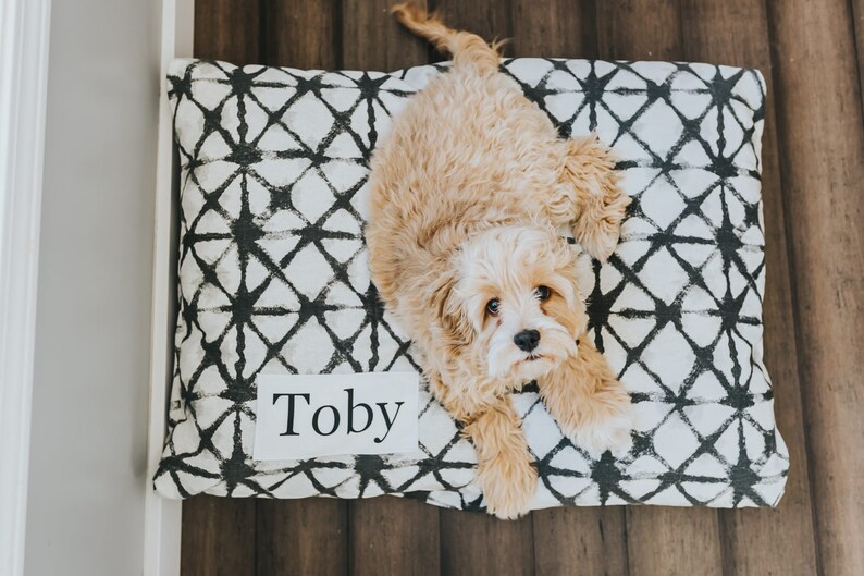 Cama para perros estilo bohemio estilo granja - Funda para cama - Tapete para mascotas - Almohada para mascotas - Cama lavable para perros - Almohada personalizada para perros - Razas pequeñas y grandes imagen 6