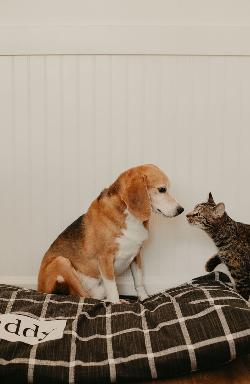 Black Plaid Dog Bed Cover Cute Dog Beds Personalized Dog Etsy