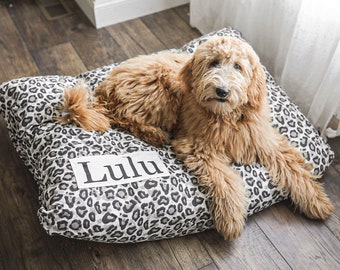 Leopard Dog Bed Cover - Dog Beds - Personalized Dog Bed - Custom Dog Bed - Animal Print - Boho Dog Bed Cover - ALL SIZES - Washable