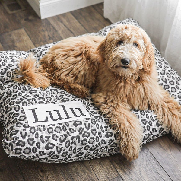 Leopard Dog Bed Cover - Dog Beds - Personalized Dog Bed - Custom Dog Bed - Animal Print - Boho Dog Bed Cover - ALL SIZES - Washable