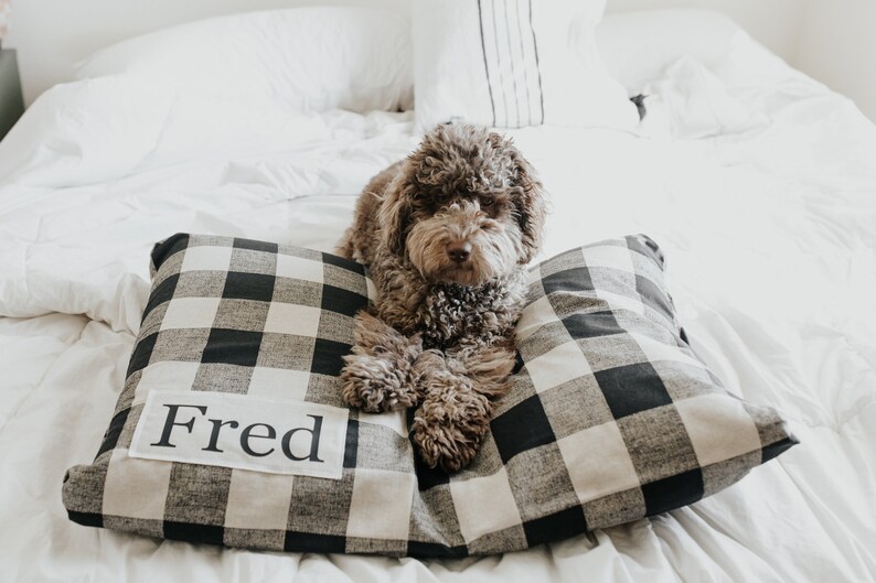 Plaid Dog Bed Cover Dog Beds Personalized Dog Bed Custom Dog Bed Pet Beds Farmhouse Dog Bed Cover ALL SIZES Washable image 7