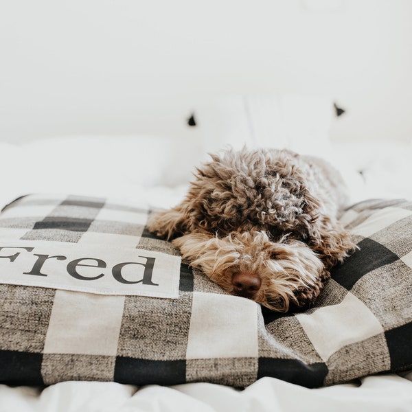 Plaid Dog Bed Cover - Dog Beds - Personalized Dog Bed - Custom Dog Bed - Pet Beds - Farmhouse Dog Bed Cover - ALL SIZES - Washable