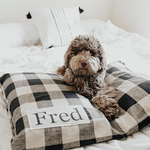 Plaid Dog Bed Cover Dog Beds Personalized Dog Bed Custom Dog Bed Pet Beds Farmhouse Dog Bed Cover ALL SIZES Washable image 5