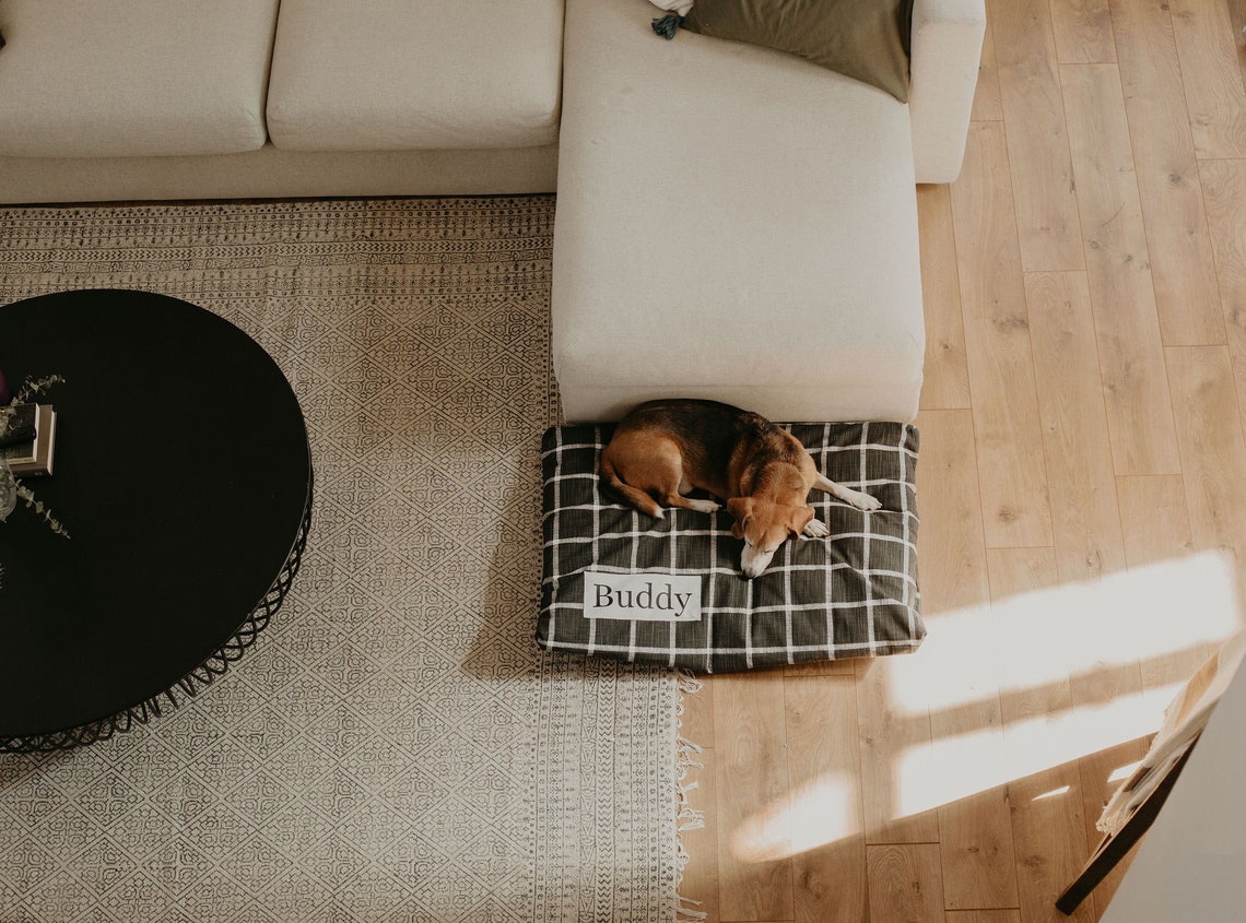 Black Plaid Dog Bed Cover Cute Dog Beds Personalized Dog Etsy
