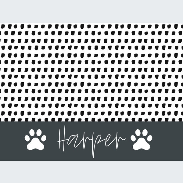 Black and White Pet Placemat - Food/Water Mat - Custom Pet Mat - Personalized Name Placemat - Puppy Gift - Dog Gift - Cat Bowl Mat - Floor